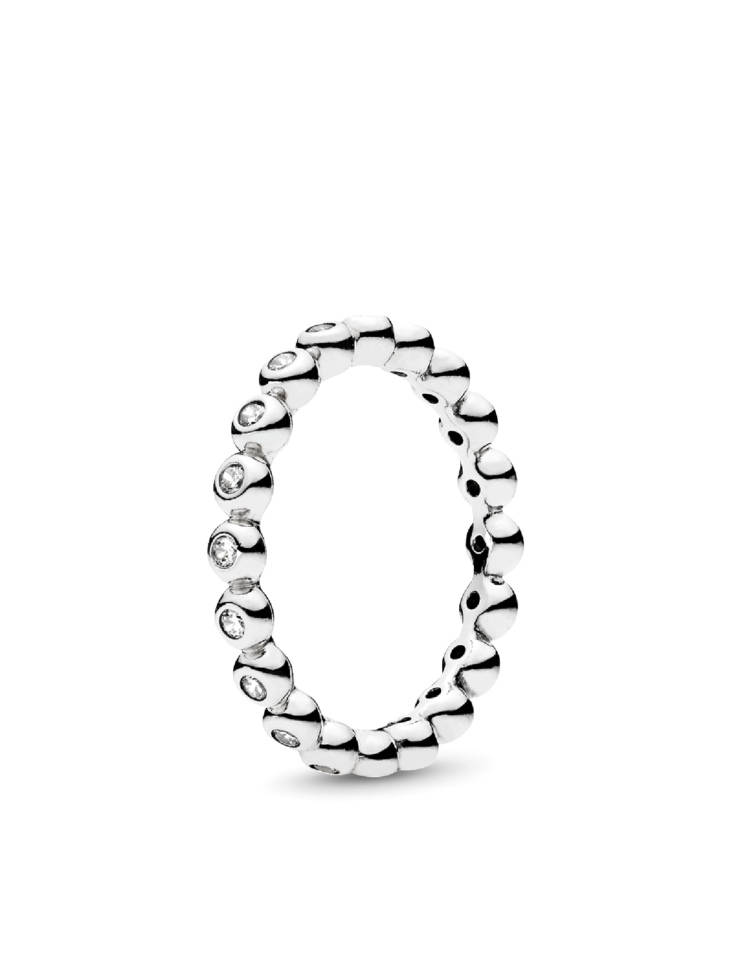 Silver ring with clear cubic zirconia