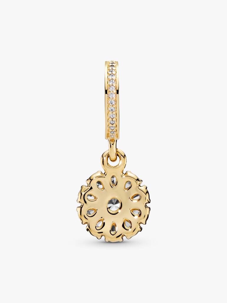 Flower gold dangle with clear cubic zirconia