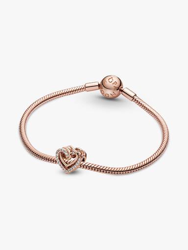 Charm Brilhante de Corações Entrelaçados