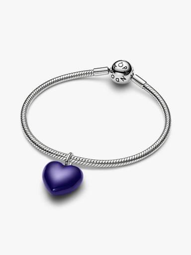 Charm Pendente de Coração Curvo Azul