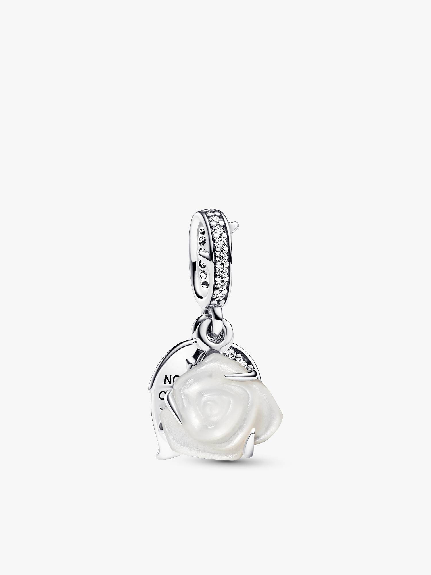 Charm Duplo Rosa Branca em Flor