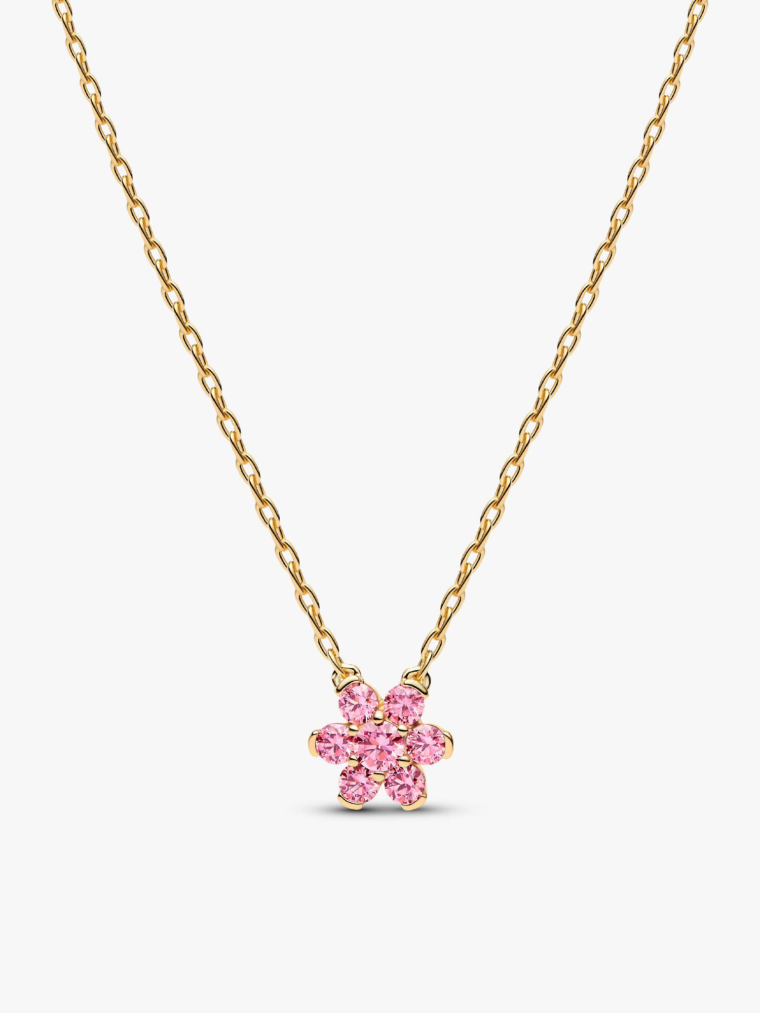 Colar com Pendente Flor Cor-de-Rosa Brilhante