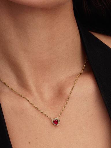 Colar Coração Vermelho Elevado