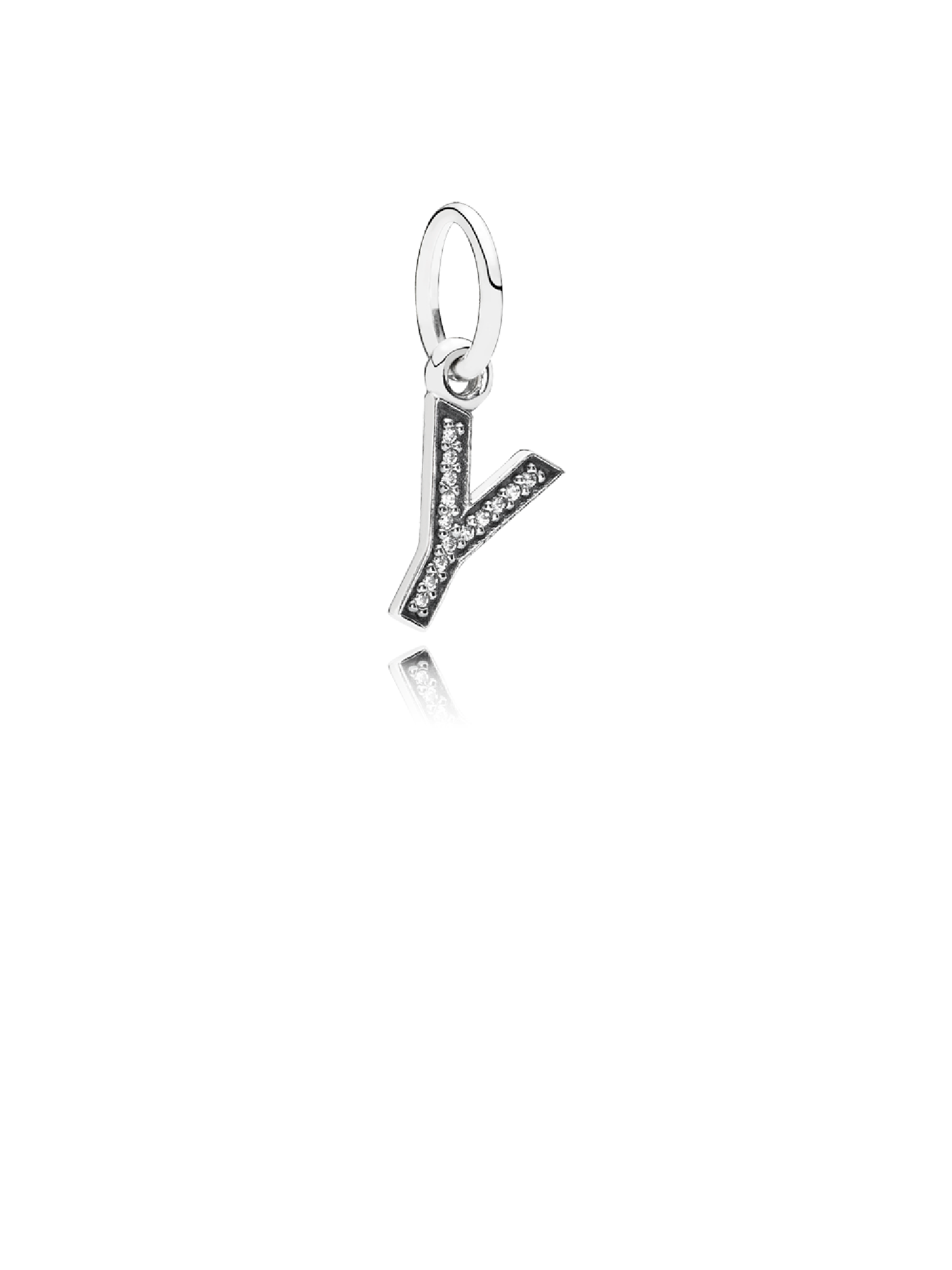 Letter Y silver dangle with cubic zirconia