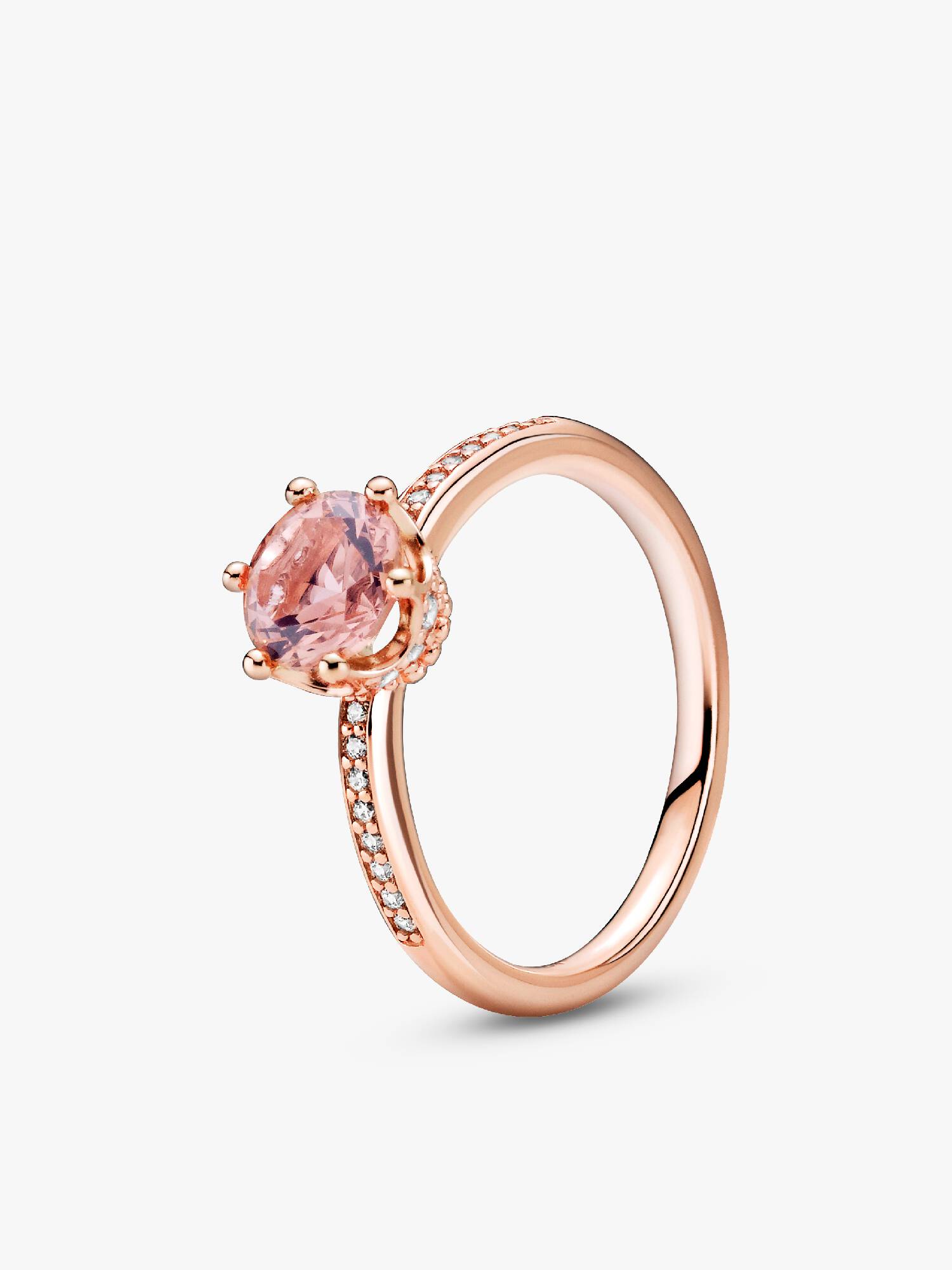 Anel Solitário Coroa Brilhante Rosa
