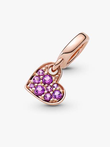 Heart 14k rose gold-plated dangle with royal purple crystal