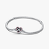 Pulseira Corrente Snake com Fecho de Coração Rosa Infinito Brilhante Pulseira Corrente Snake com Fecho de Coração Rosa Infinito Brilhante