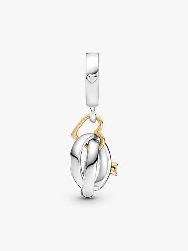Charm Pendente de dos Tonos Anels de Boda En ouro 14k