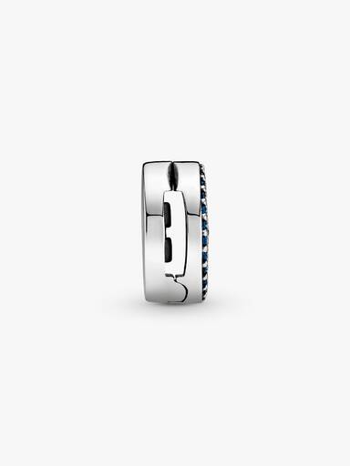 Sterling silver clip charm with moonlight blue crystal and icy blue crystal