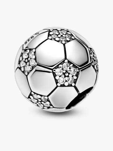 Football sterling silver charm with clear cubic zirconia