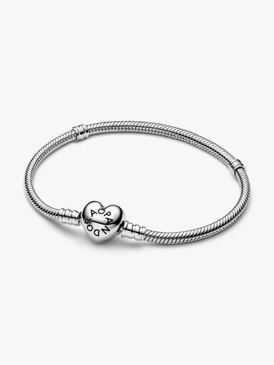 Bracelete Pandora Moments em corrente snake com fecho de coração