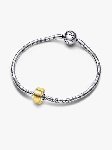 Sterling silver charm with transparent Murano glass and 24k gold foil