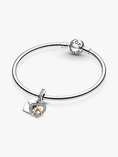 Charm pendente de dois tons de feliz aniversário