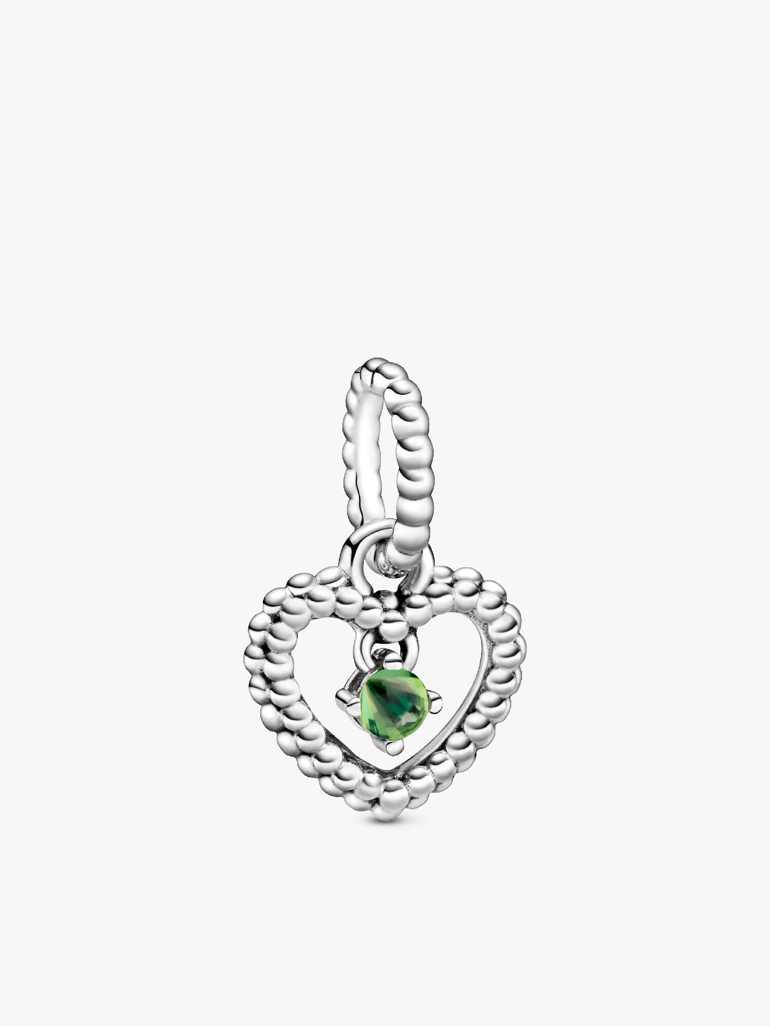 Heart sterling silver dangle with spring green crystal