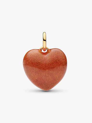 Charm Pendente de Coração Curvo Laranja