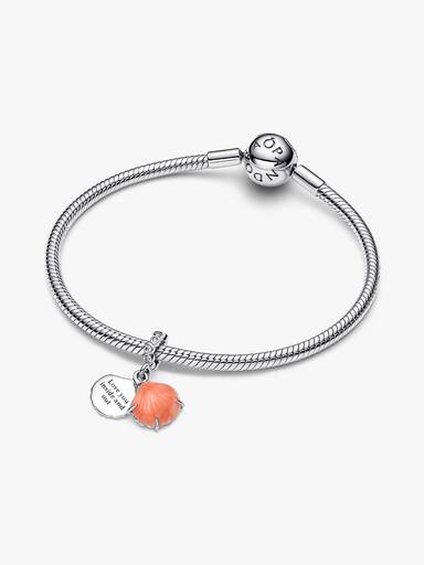 Charm pendente duplo com concha cor coral