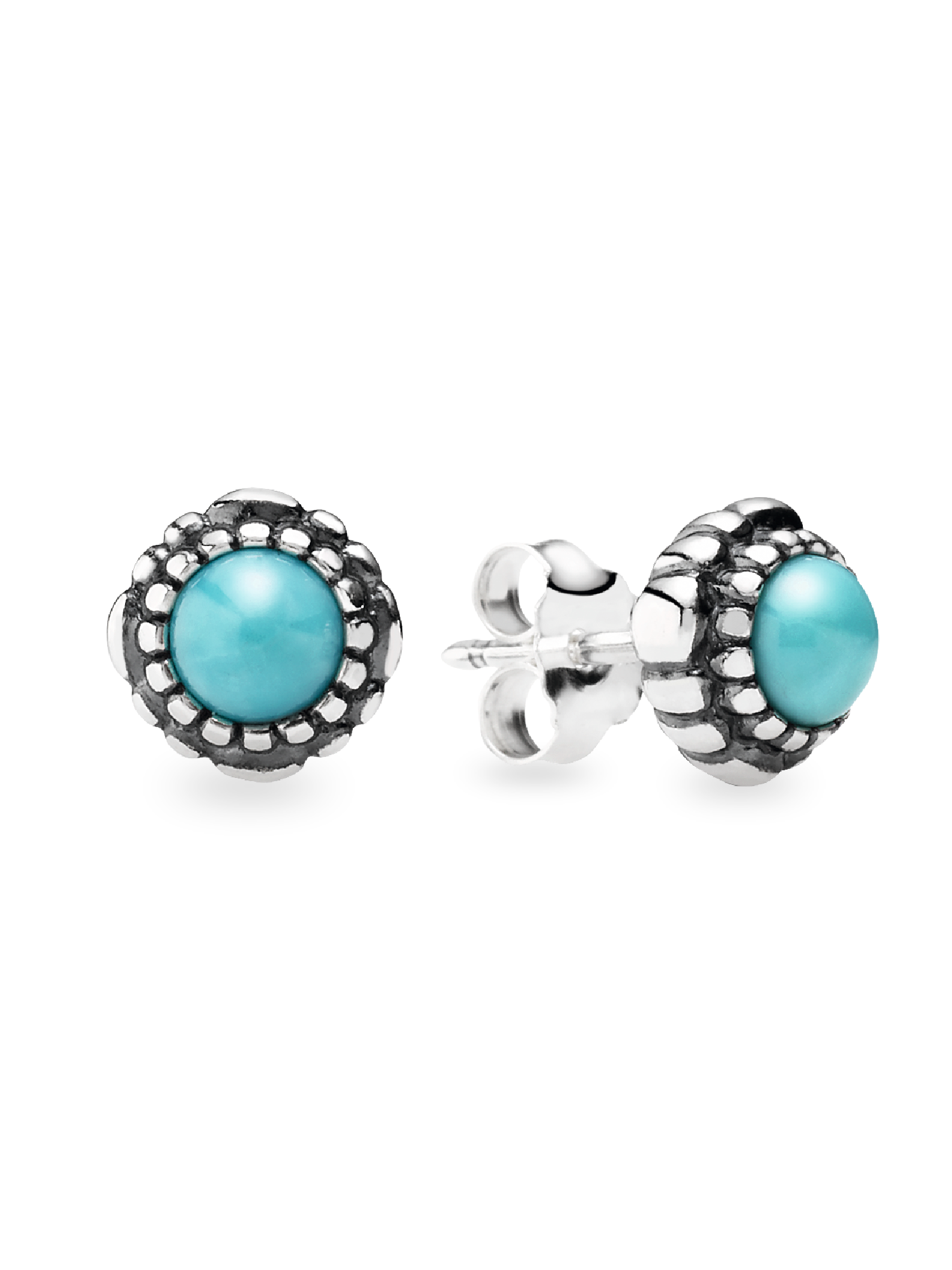 Silver stud earring, birthstone-December, turquise