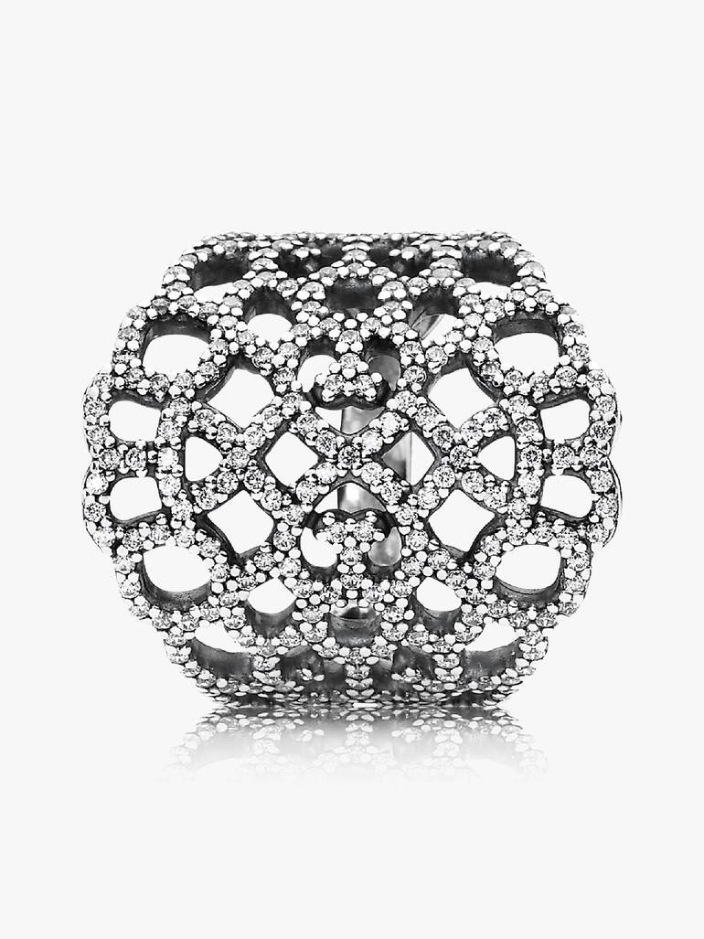 Lace silver ring with cubic zirconia