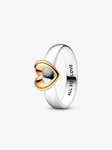 Heart sterling silver and 14k gold-plated ring