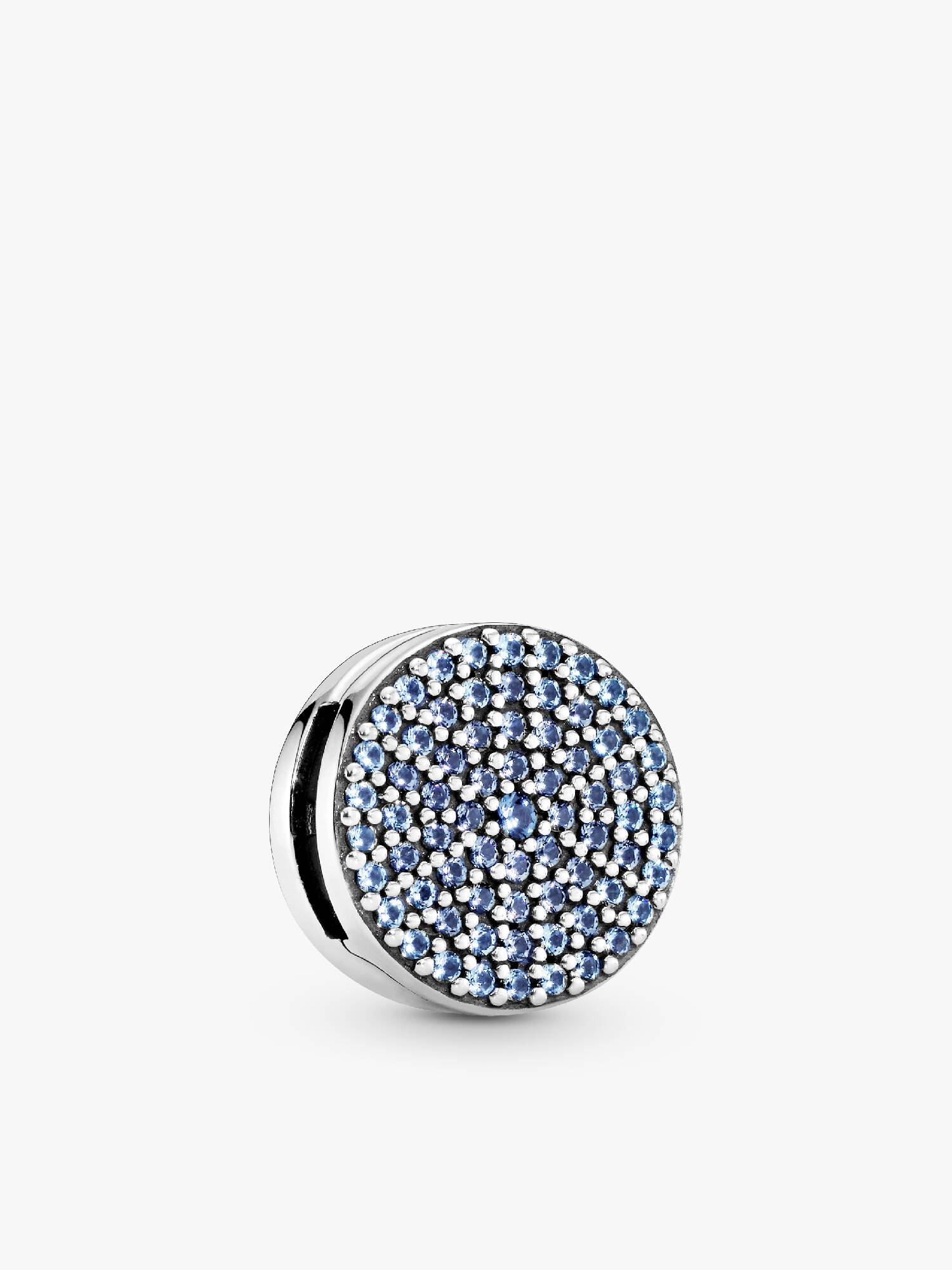 Sterling silver clip charm with moonlight blue crystal and icy blue crystal