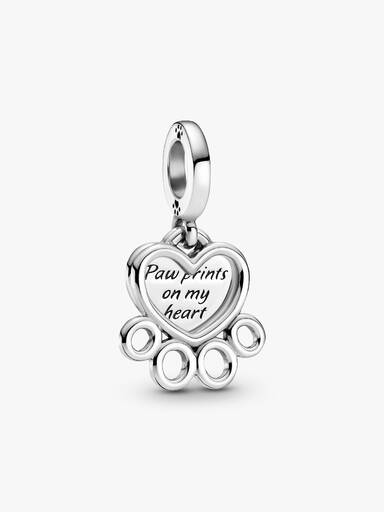 Charm pendente com estampa de coração e patinha