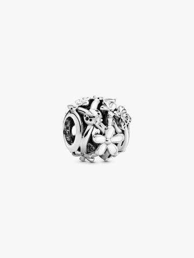 Daisy sterling silver charm with white enamel