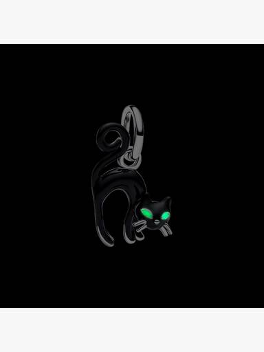 Charm Pendente de Gato Preto Brilha no Escuro