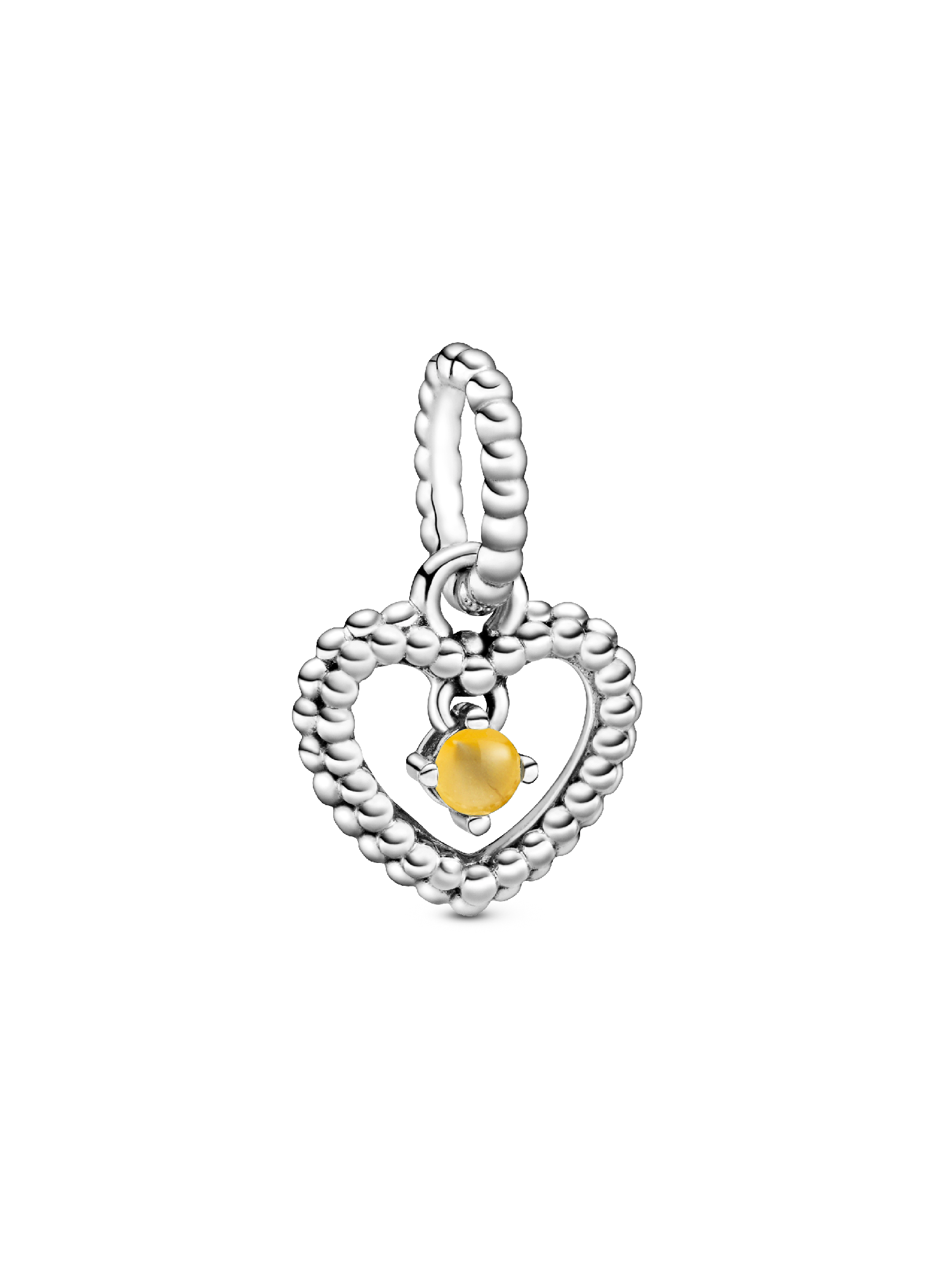 Heart sterling silver dangle with honey coloured crystal