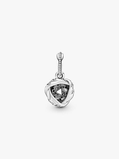 Love knot silver pendant with clear cubic zirconia