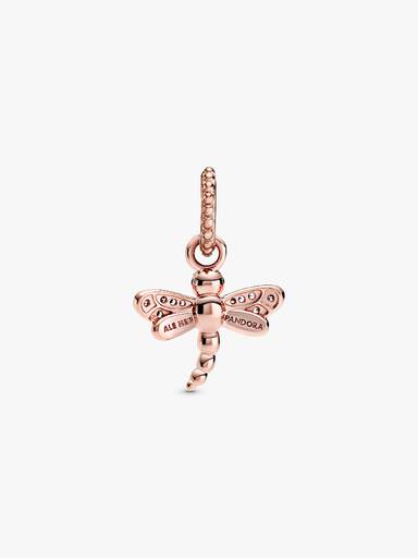 Dragonfly Pandora Rose pendant with clear cubic zirconia