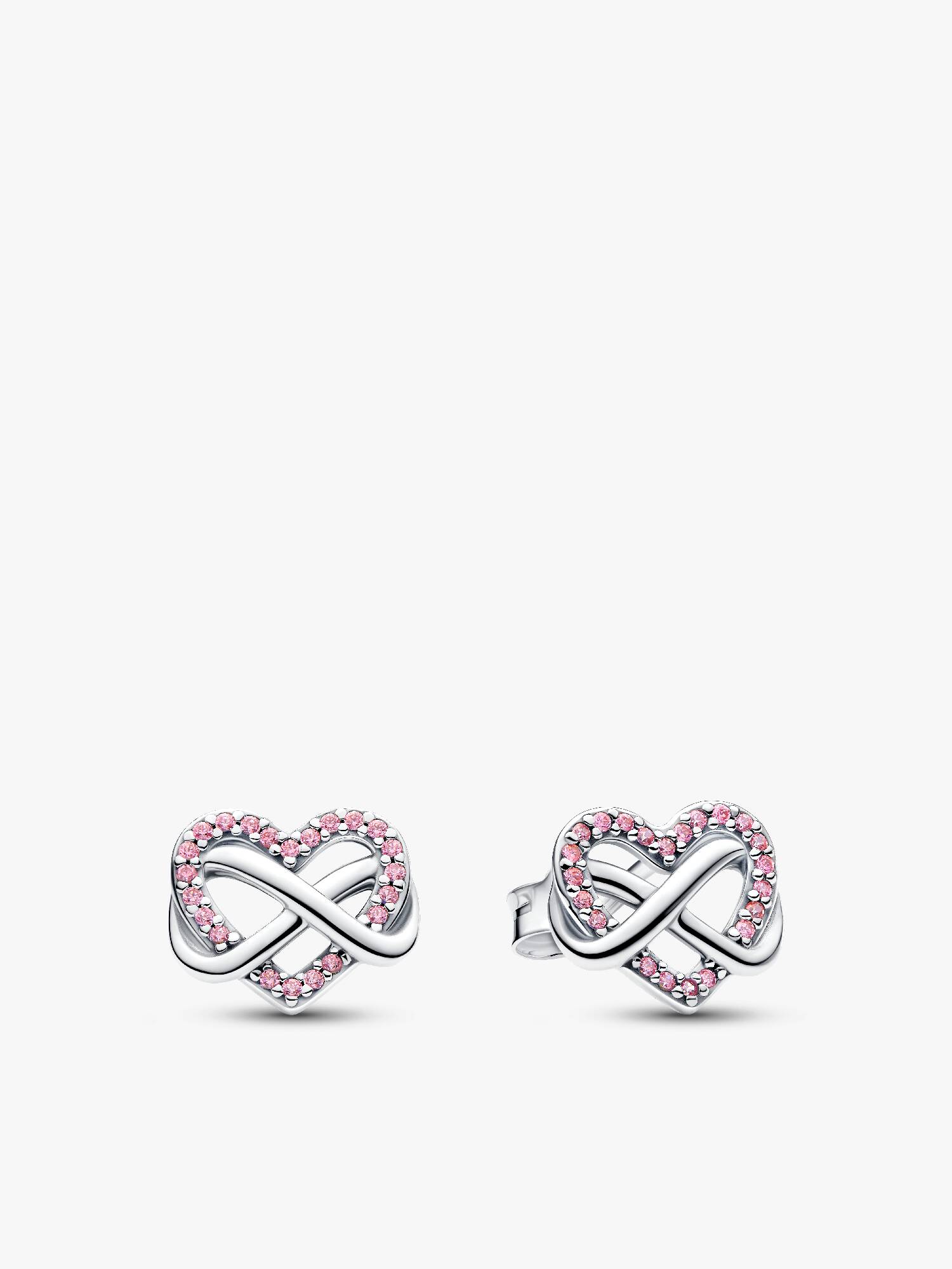Brincos Coração Rosa Infinito Brilhante