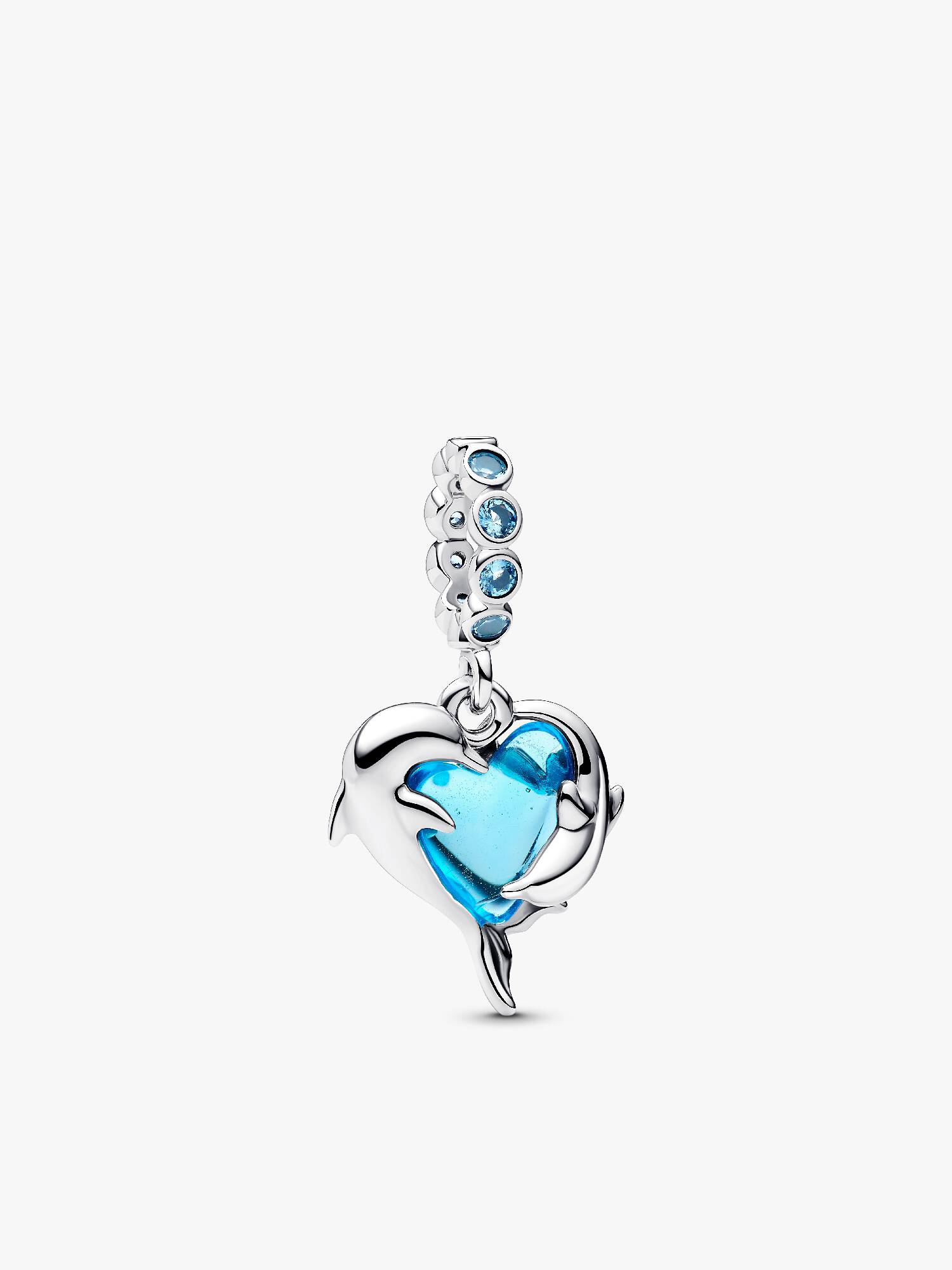 Charm pendente de golfinhos em vidro de Murano azul