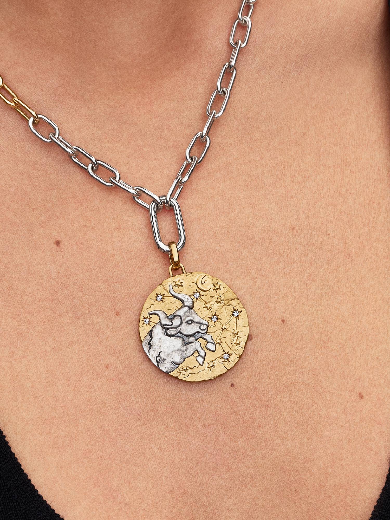 Charm Medalhão Maxi do Zodíaco Signo de Touro