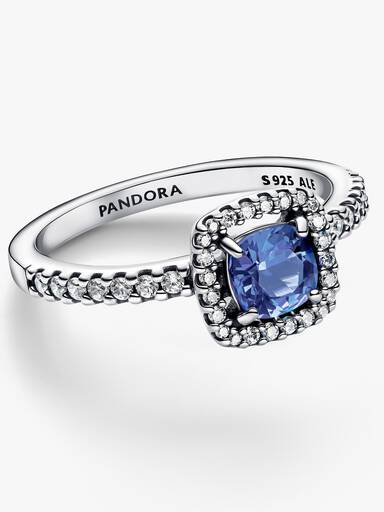 Anel Halo Azul Quadrado Brilhante