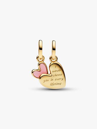 Charm pendente divisível “Mãe e Filha” rosa.