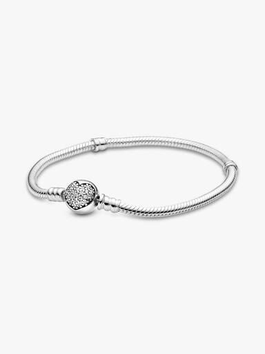 Pulseira Corrente Snake Pandora Moments com Fecho de Coração Cintilante