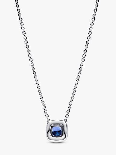 Colar de pingente quadrado Halo azul brilhante