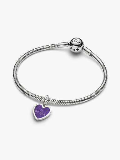 Charm Pendente Gravável de Coração Roxo