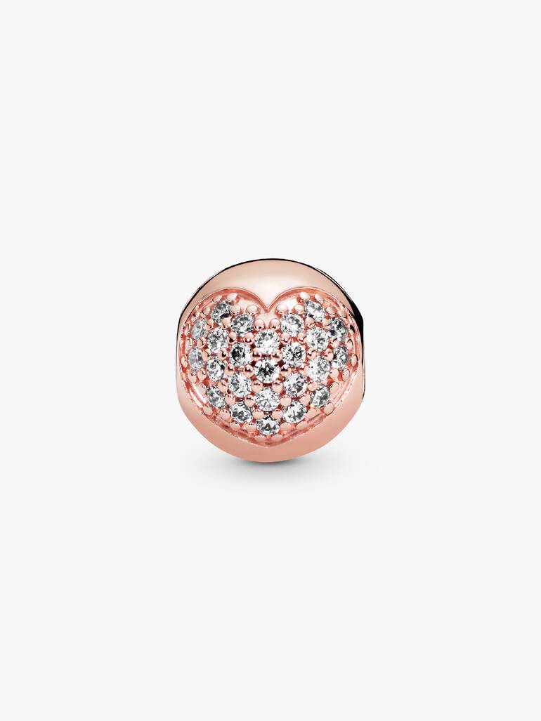 Heart PANDORA Rose clip with cubic zirconia