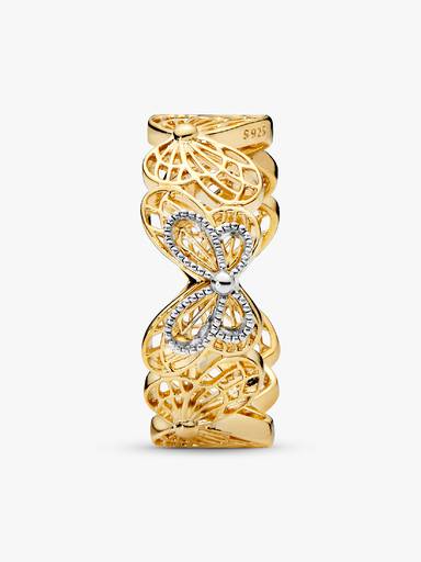 Openwork butterfly Pandora Shine and silver ring