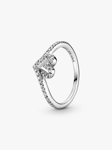 Anel Chevron Cora�o Brilhante