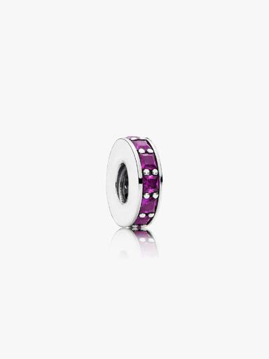 Abstract silver spacer with royal purple crystal