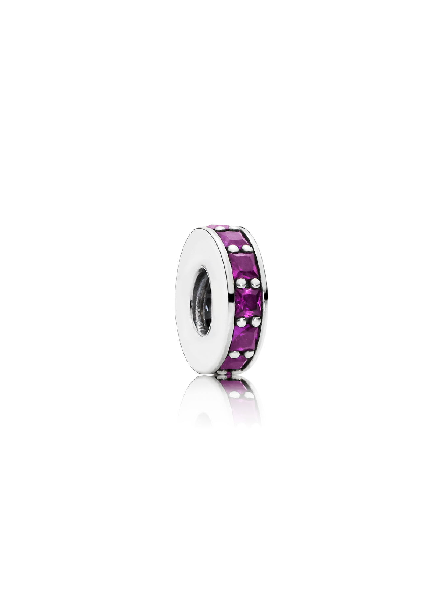 Abstract silver spacer with royal purple crystal