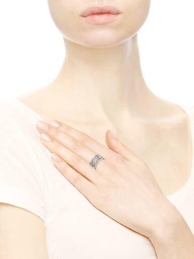 Forget me not silver ring with purple and clear cubic zirconia