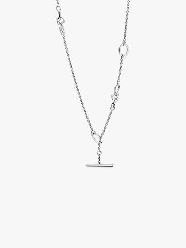 Knotted hearts silver T-bar necklace