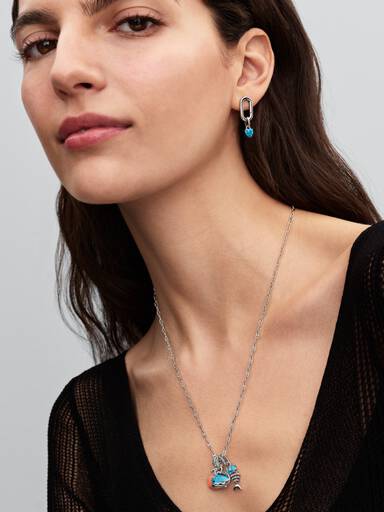 Charm pendente mini coração cor turquesa
