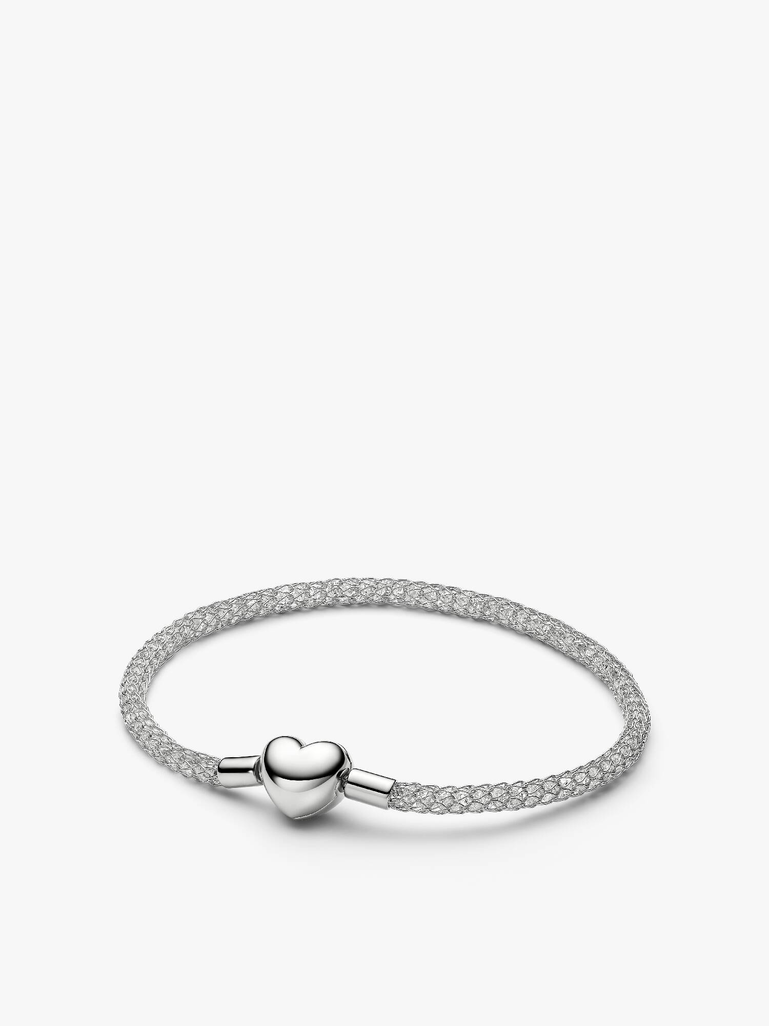 Pulseira de Malha Brilhante com Fecho de Coração 