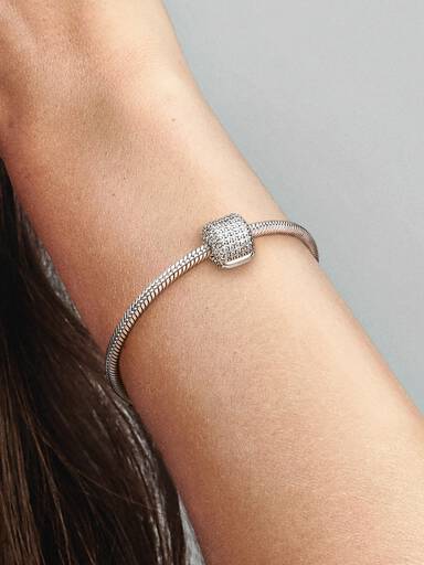 Pave silver clip with clear cubic zirconia