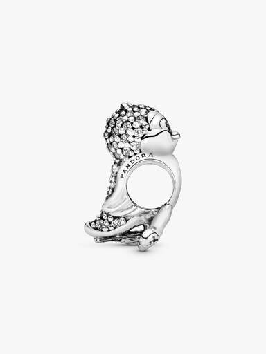 Disney Snow White bird silver charm with clear cubic zirconia