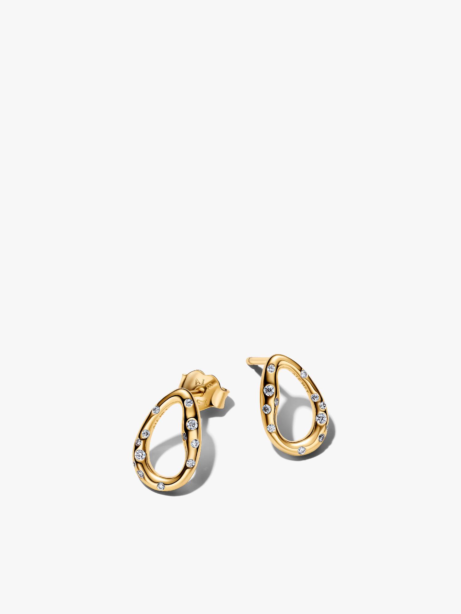 Brincos de botão com Forma Oval Orgánica Engastados com Piedras